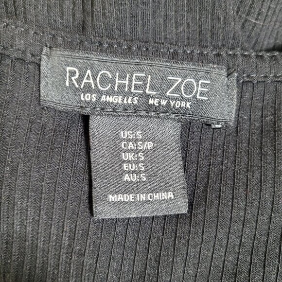 Rachel Zoe Women's Ruched Long Bodycon Ribbed Surplice Maxi Dress Black Size S - Picture 8 of 9